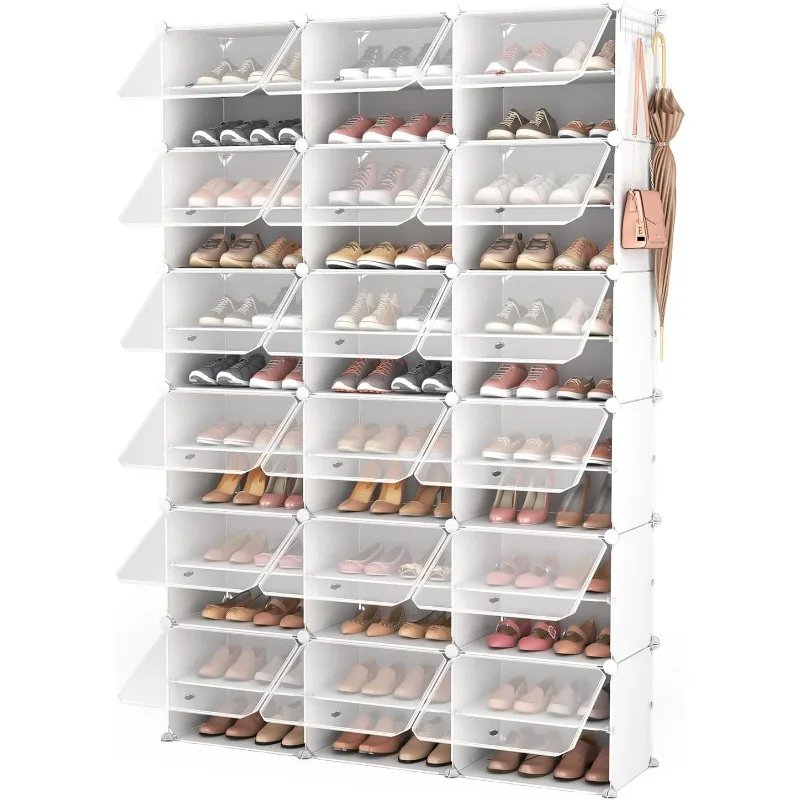 72 Pairs White Shoe Storage Cabine Covered Shoe Rack Shoe Organizer for Closet E