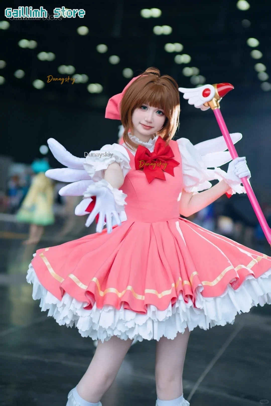 Anime Cardcaptor Sakura Card Captor Cosplay Kinomoto Sakura Cosplay Costume Wig Pink Lolita Dress Halloween Fancy Cos Party Suit