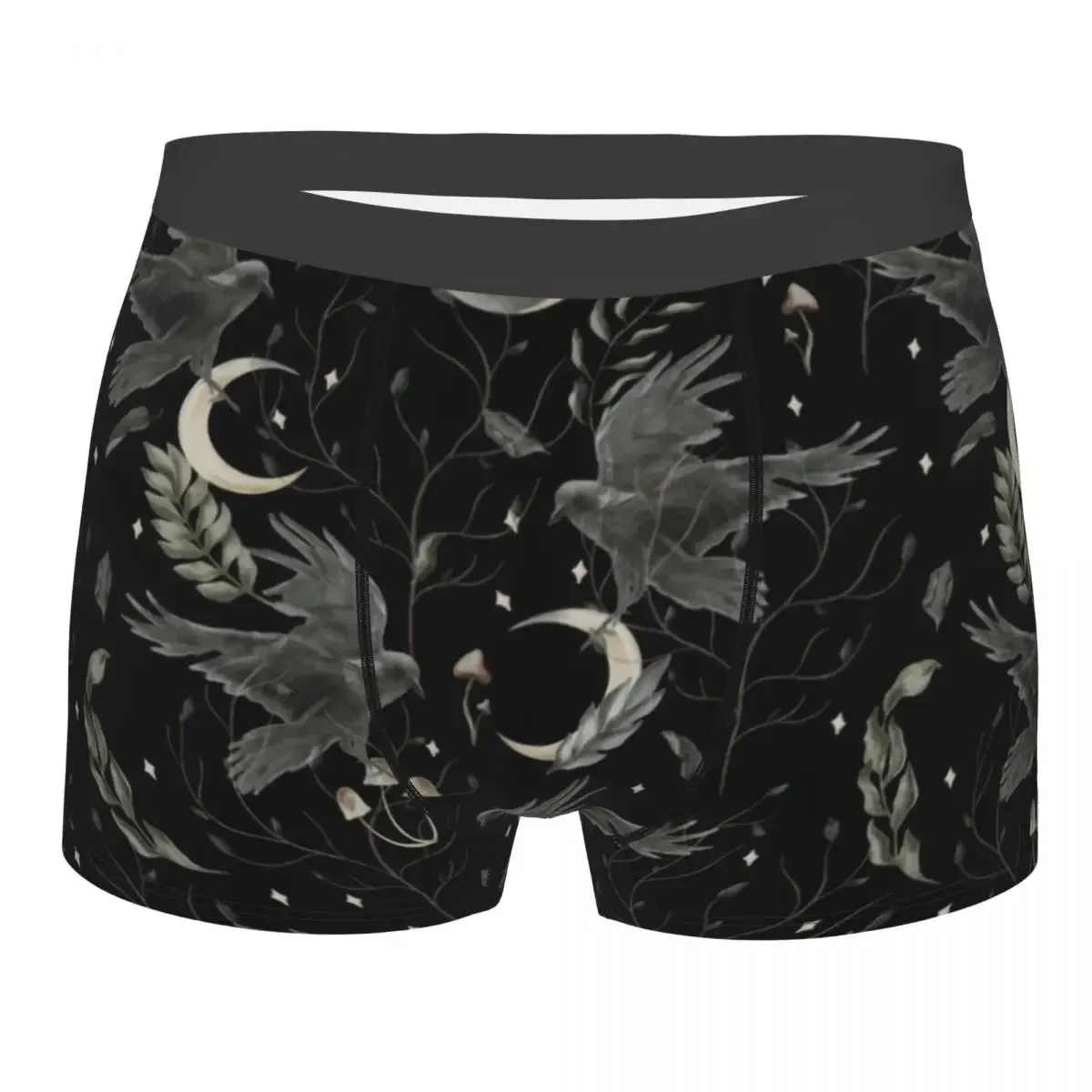 Custom Crow Moon Underwear Men Stretch Halloween Spooky Witch Boxer Briefs Shorts Panties Soft Underpants For Male