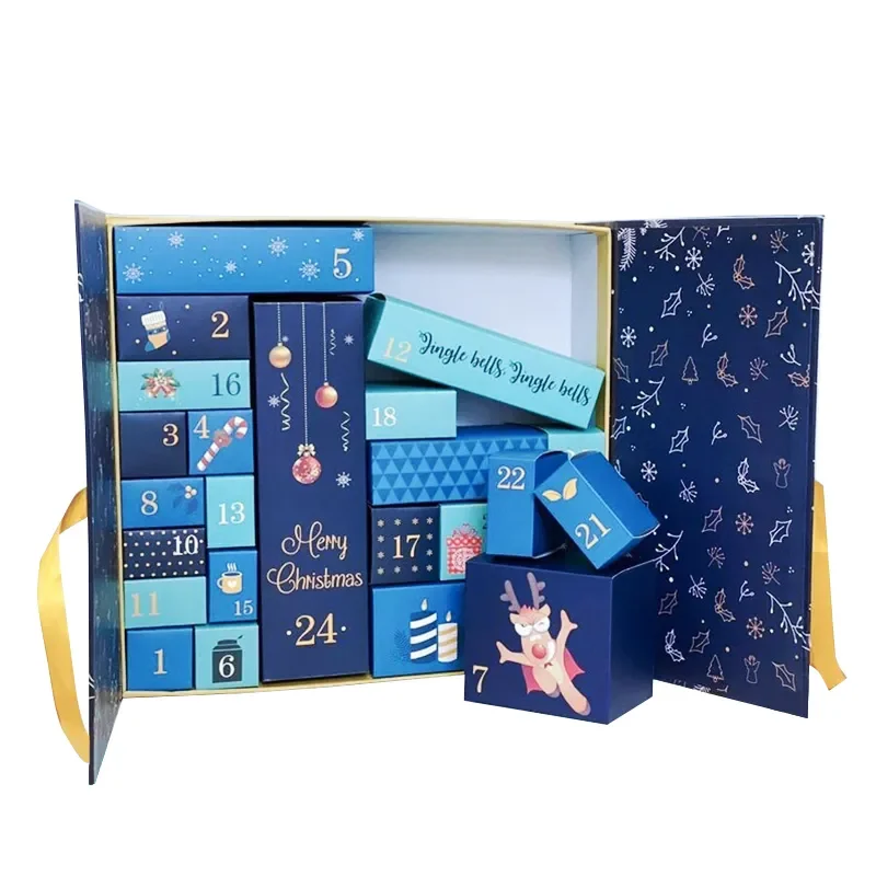 Customized productCustom Advent Calendar Empty Luxury Cardboard Paper Gift Beauty Cosmetic Packaging Countdown Advent