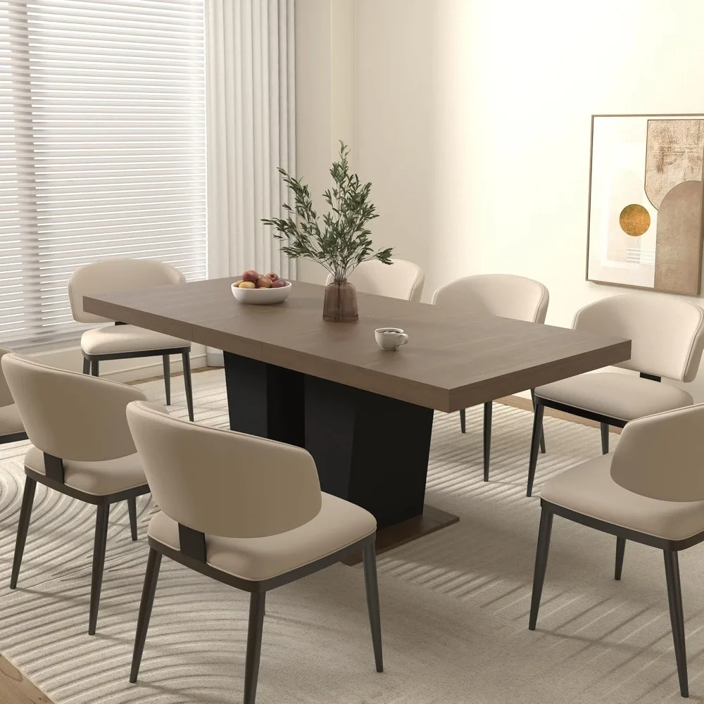 Mesa de comedor extensible de 78,74 pulgadas para 6 8 10, mesa de cocina expandible de madera moderna de granja con base de dos columnas