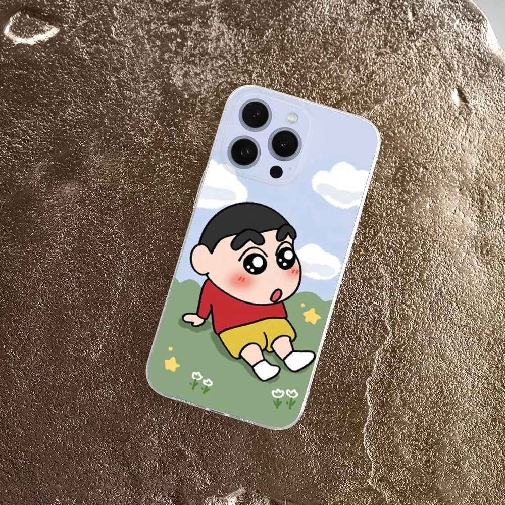 Crayon cute S-Shin-chan Phone Case  For IPhone 16,15,14,13,11,12 Pro Max Mini X XR XS 7,8 Plus SE Clear Shockproof Soft Cover