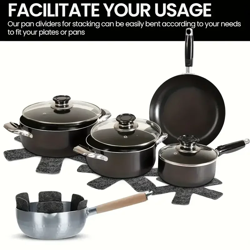A Top quality Non-stick Pot And Pan Protector Pad Set of 3 Sizes Pans Separator Dividers Cookware Separators Kitchen Accessory