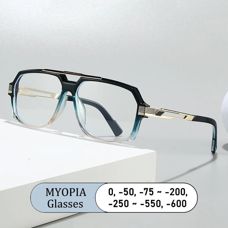 

New Luxury Brand Design Pilot Double Beam Oversized Frame Myopia Glasses Prescription Presbyopia Anti Blue Light Men Near Sight