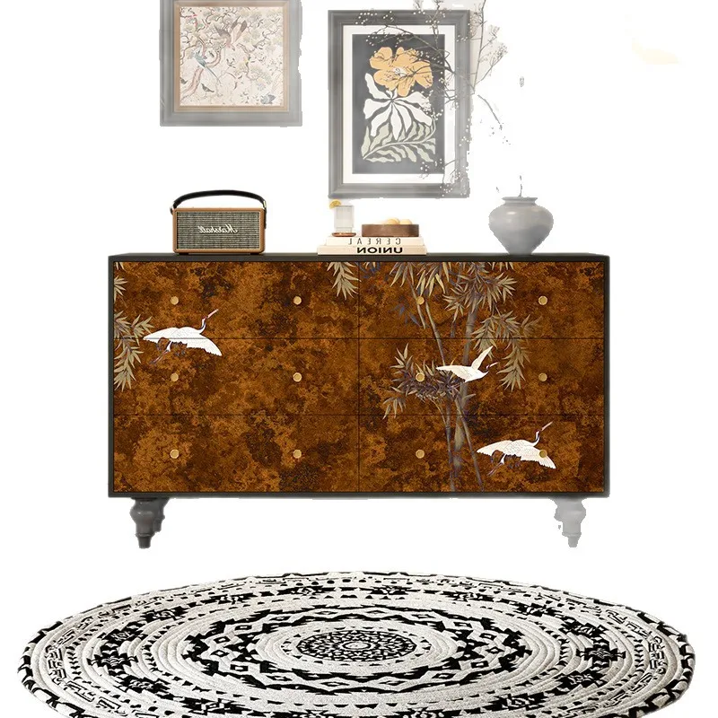Drawer cabinet living room bedroom multi-functional locker retro dining side cabinet storage cabinet y