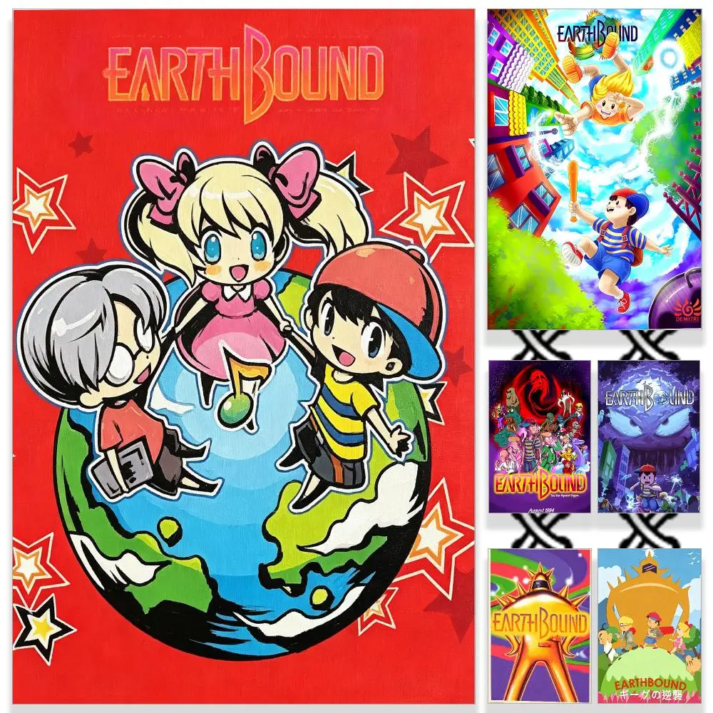Game RPG EarthBound Poster HD Waterproof PP Self-Adhesive Removable Wall Art Poster for Bedroom Cafe Gym Home Decor Gift