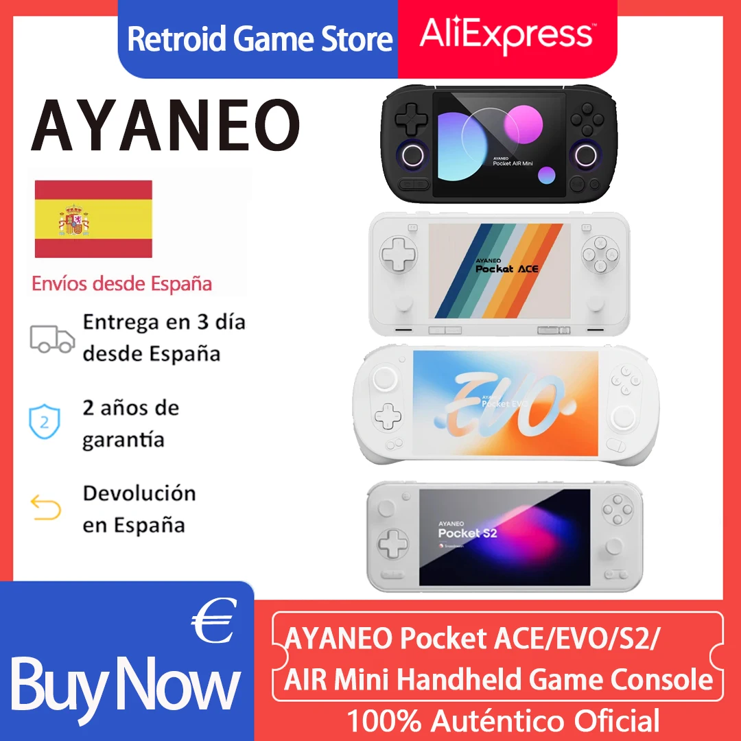 AYANEO Pocket AIR Mini/ACE/EVO/S2 Consolas de Juegos Portátiles Retro Android con Pantalla de 4.2 Pulgadas, Joystick Hall, Consolas Retro de Bolsillo