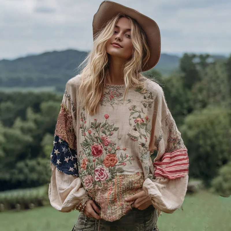 

Женский модный топ с 3D-принтом и круглым вырезом, длинный рукав, повседневная одежда, коллекция 2025 года