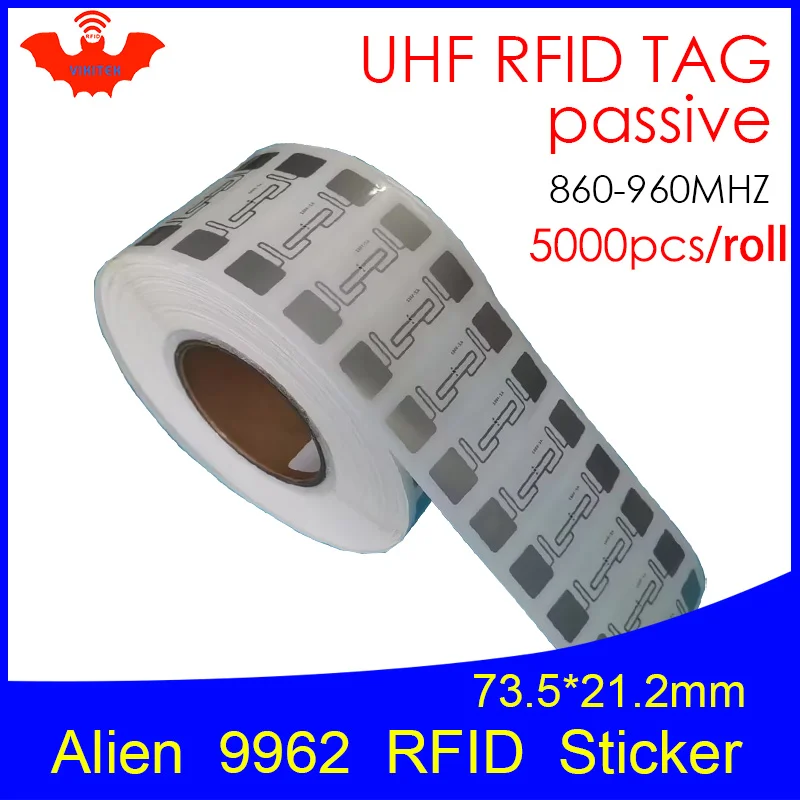 

UHF RFID tag sticker Alien 9962 wet inlay EPC6C 915mhz868mhz860-960MHZ Higgs9 5000pcs free shipping adhesive passive RFID label