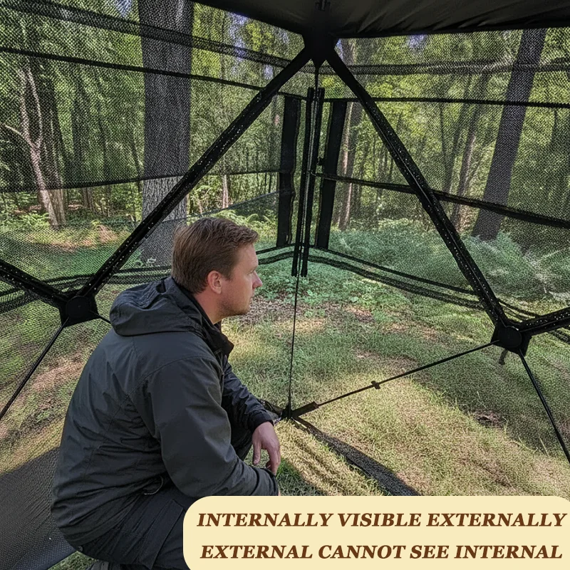 2 Person Pop Up Hunting Blind Tent, Camouflage Wildlife Shelter, Portable Foldable Tent for Birding & Hunting - view 6