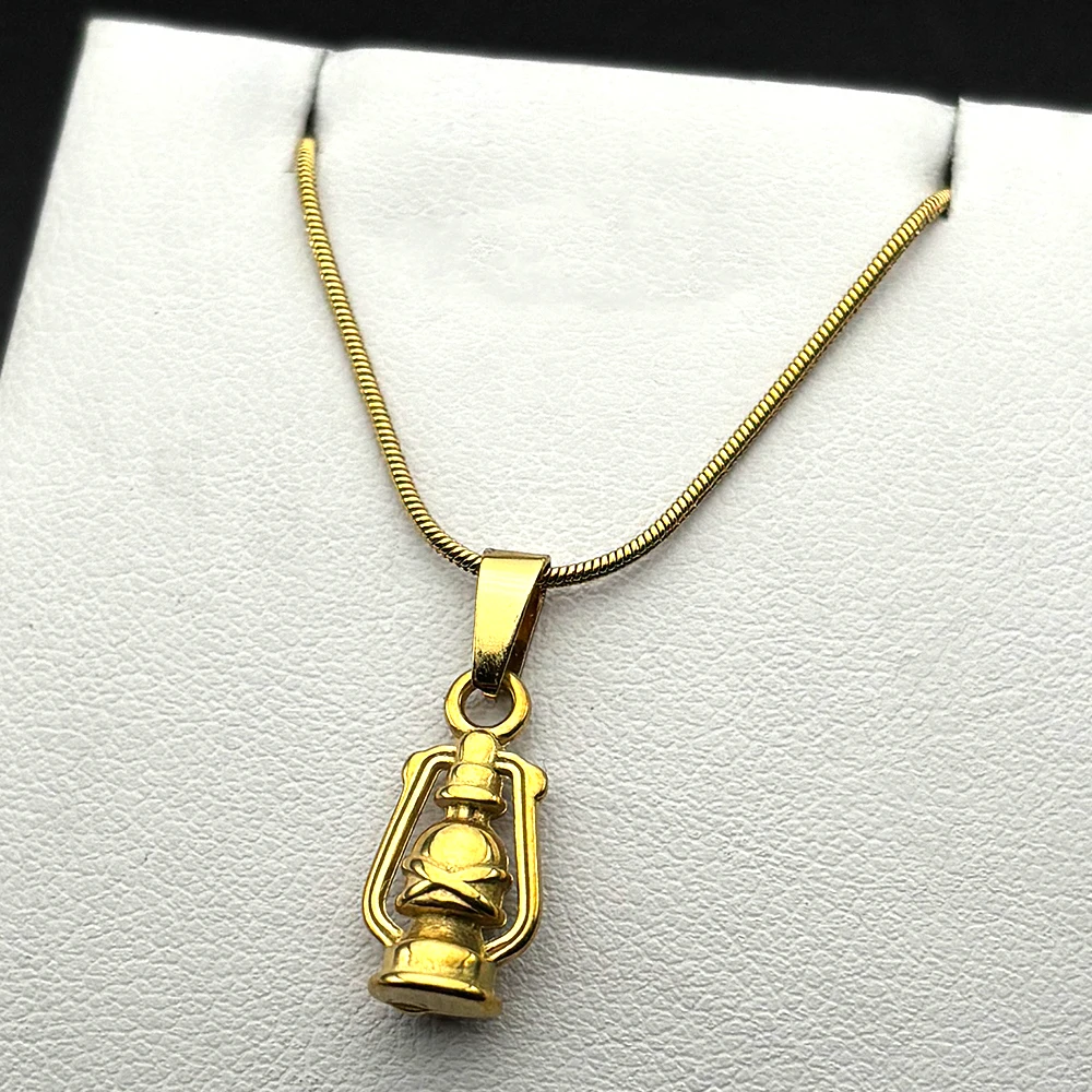 Retor Hurricane Lantern Chain For Women Men Stainless Steel Gold Color Simple Fashion Necklace Rock Party Jewelry Daily Wear