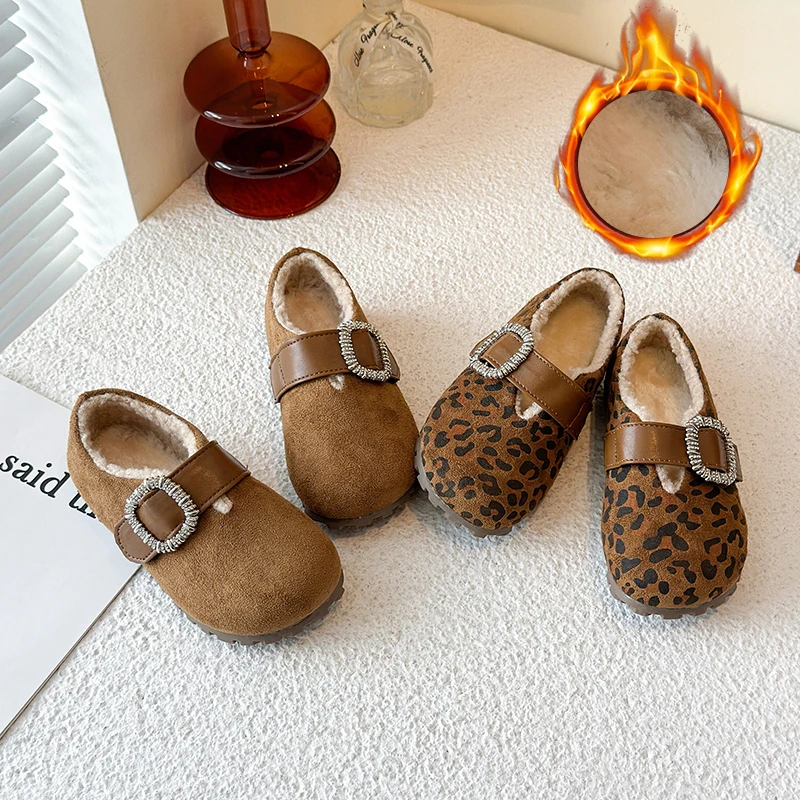 

Детские зимние ботинки 2025 г., детская утепленная обувь на плоской подошве, детские высококачественные леопардовые ботинки, осенне-зимняя обувь для девочек и мальчиков, Botas De Niña