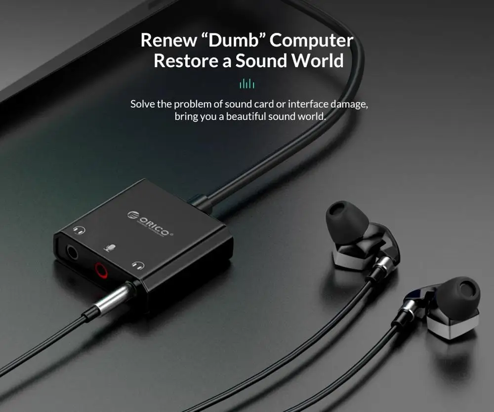 Orico Sound Card USB Audio Interface External 3.5mm Microphone Audio Adapter Soundcard for PC Laptop PS4 Headset USB Sound Card
