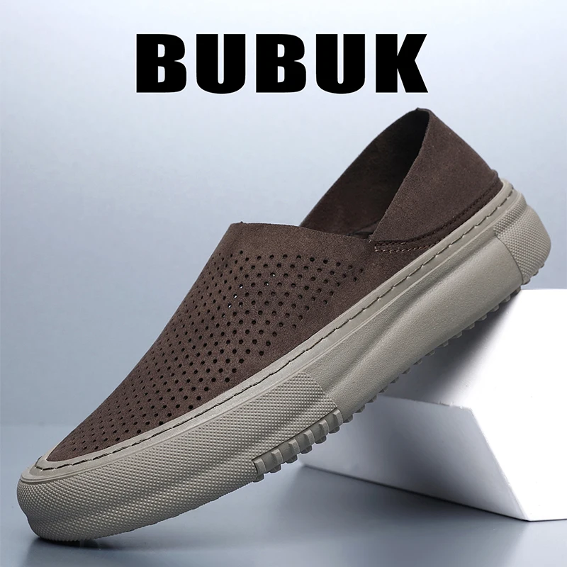 Bubuk Men's Breathable Slip-On Casual Shoes, Dual-Wear Design with Heel-Cushioning, Thick-Soled Non-Slip Men's Shoes, Suitable for Daily Commuting, Walking, Short Trips, and Versatile for Home and Outdoor Wear