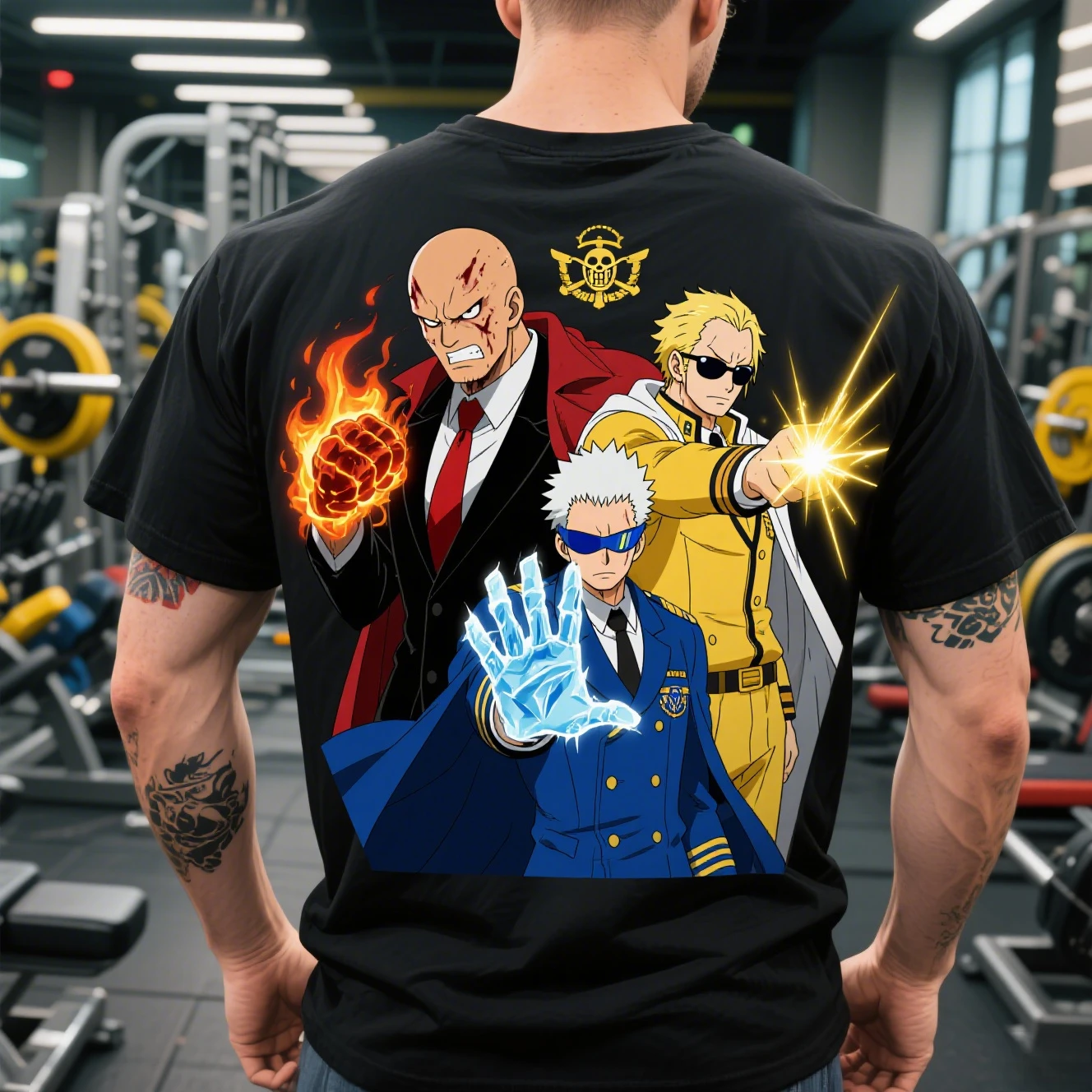 

Summer Pure Cotton Round-neck Short-sleeved T-shirts for Men and Women. Famous Anime "One Piece: Akainu, Aokiji, and Kizaru"