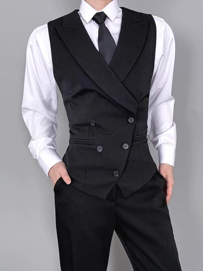 Trendy Gunlockless Vest Jacket Men's Sleeveless Waist-Cinching Outerwear Shirt Layering Business Casual Style  Color