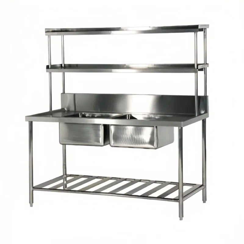 

Sink Double Bowl Commercial Stainless Steel Coating Hotel Restaurant Kitchen Equipment