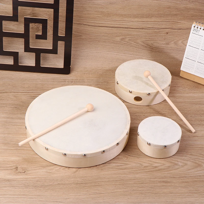 Frame Drums 4/6/7/8/9/10 Inch Hand Drum Wood Drum With Drum Stick Set Musical Game Kids Educational Toy Percussion Instrument‘
