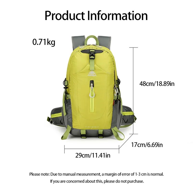 حقيبة ظهر للمشي لمسافات طويلة في الهواء الطلق سعة 30 لترًا، حقيبة ظهر مقاومة للماء للمشي لمسافات طويلة والتخييم، حقيبة ظهر للسفر للجنسين للرجال والنساء