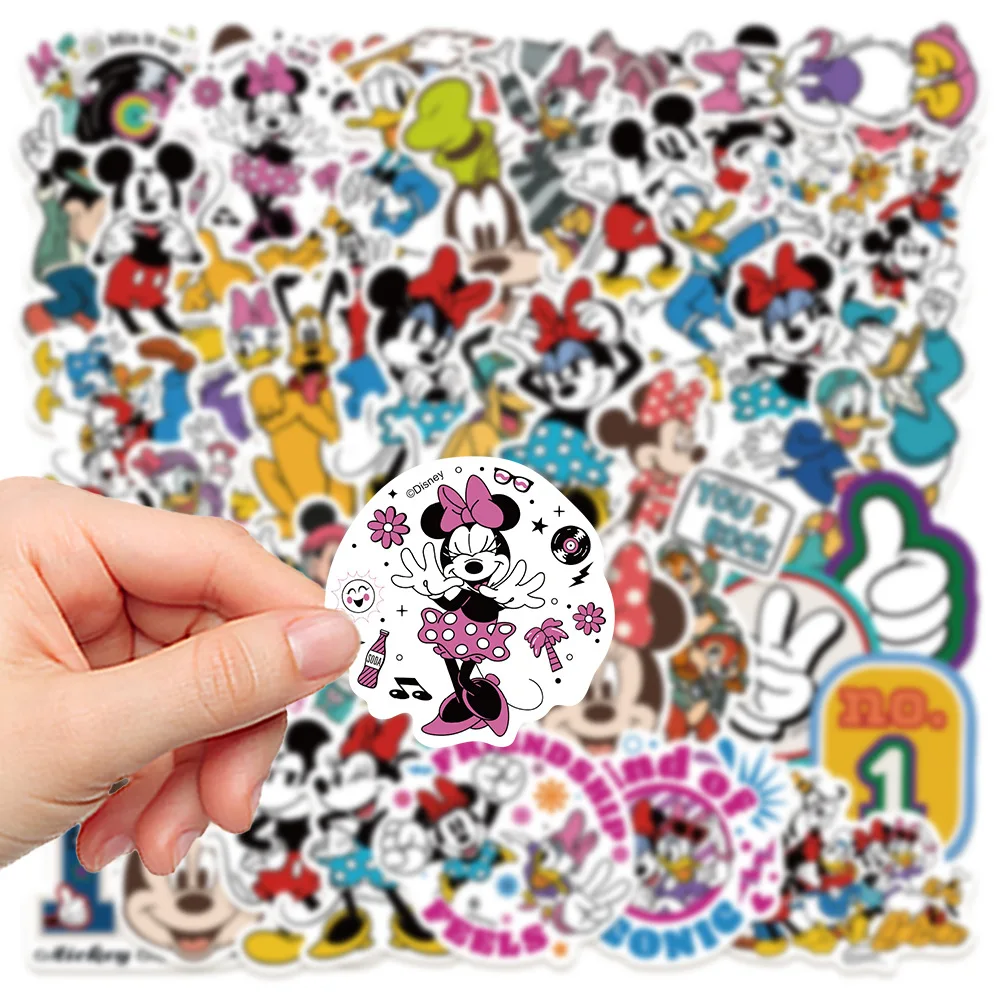 50 Uds. De pegatinas de Mickey Mouse Minnie & Friends, calcomanías decorativas personalizadas DIY, pegatinas de equipaje para funda de teléfono de recompensa para niños