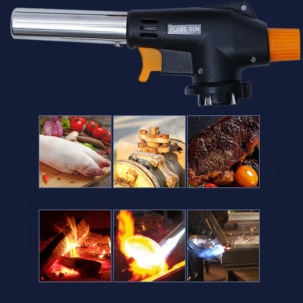 BBQ Cooking Welding Gas Torch Flame Gun Nozzle Outdoor Camping Ignition Flamethrower Heating Butane Burner Spray Equipment