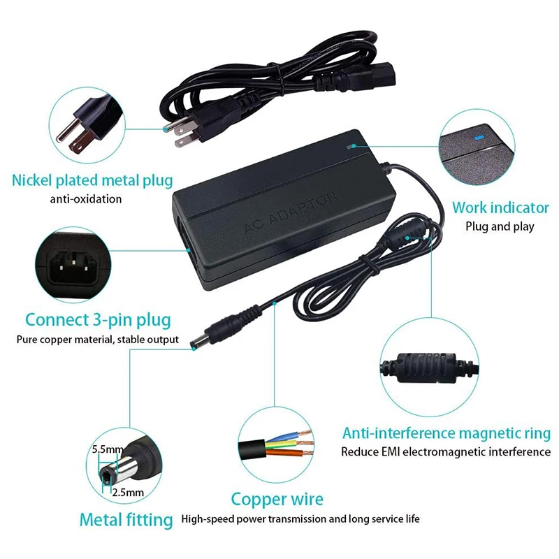 Universal DC5525 AC 100V-240V To DC 24V 3A Power Switch Adapter 72W Switching Power Supply