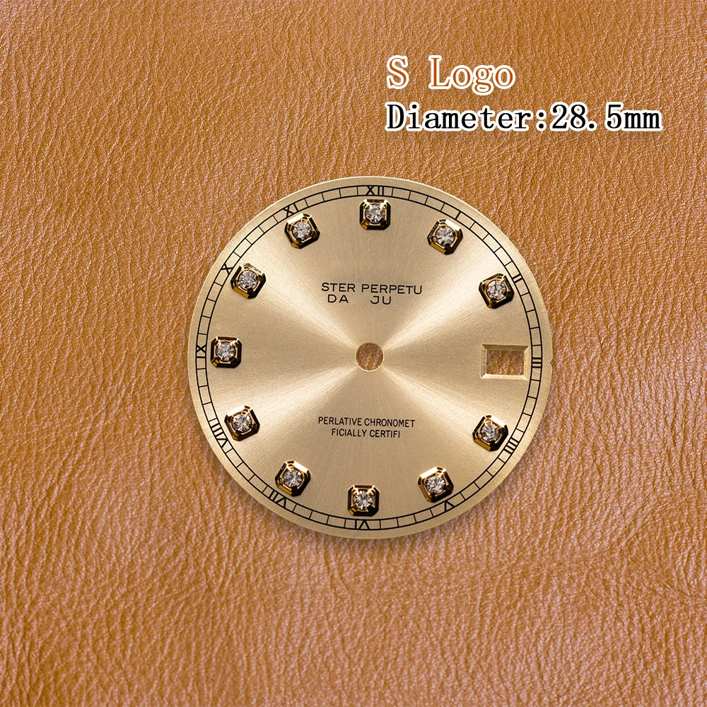 S Logo Dial 28.5mm NH35 Dial Sun Patterned Diamond 3/3.8 O'clock  Fit NH35/NH36/4R/7S Movement Watch Modification Accessories view 5