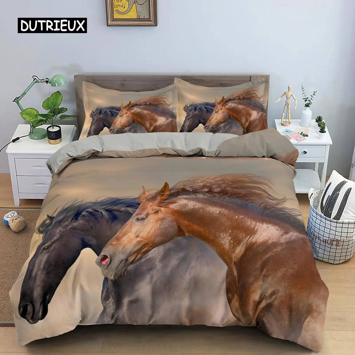 

Horse Bedding Sets Single Double Queen King Size Quilt/Duvet Cover with Pillowcase 2/3 PCS Bedclothes Polyester Comforter Cover