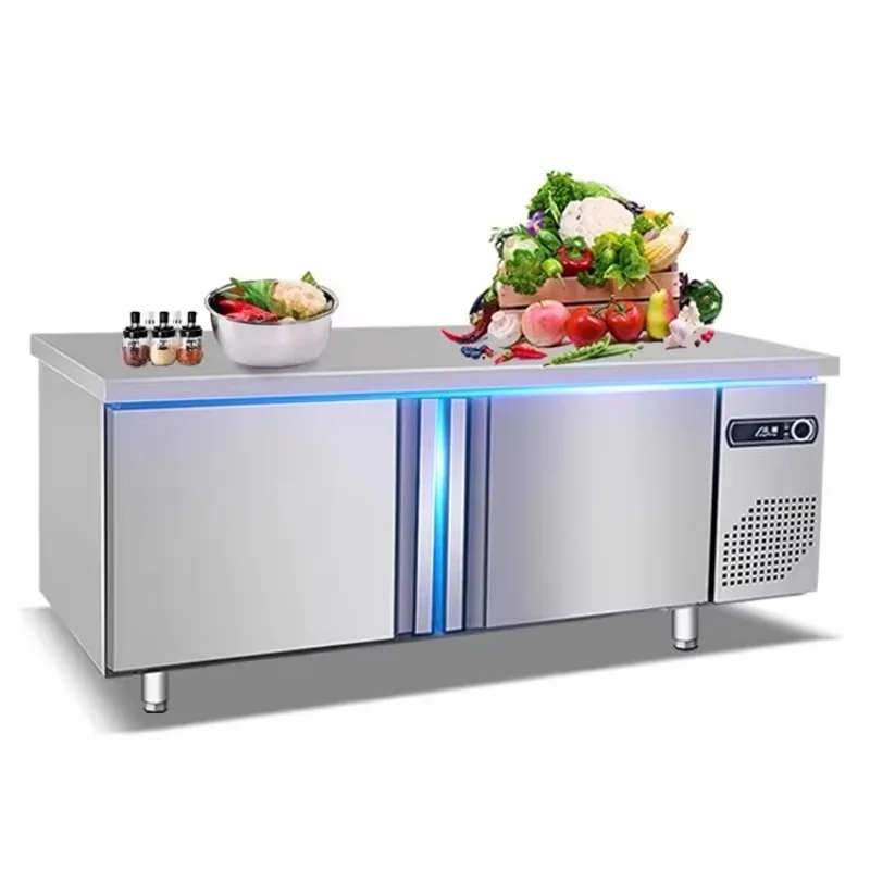 

Commercial Countertop Display Refrigerator Stainless Steel Workbench Chiller Pizza & Salad Fridge Cool Climate