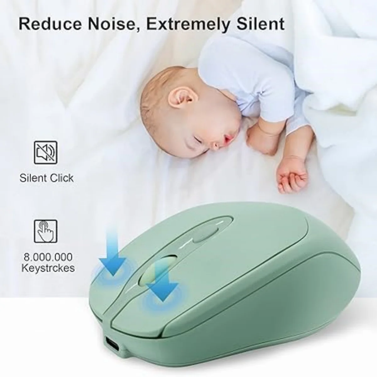 ماوس لاسلكي متوافق مع بلوتوث 2.4G+ - صامت قابل لإعادة الشحن، قبضة مريحة مضادة للانزلاق، عمر 10 أمتار للدراسة المكتبية #4