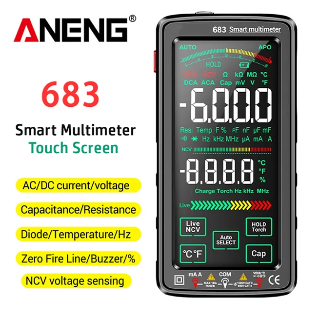 ANENG 683 Smart Multimeter High-end Touch 6000 Counts Multimetro Rechargeable Multitester AC/DC Voltage Tester Current Tool