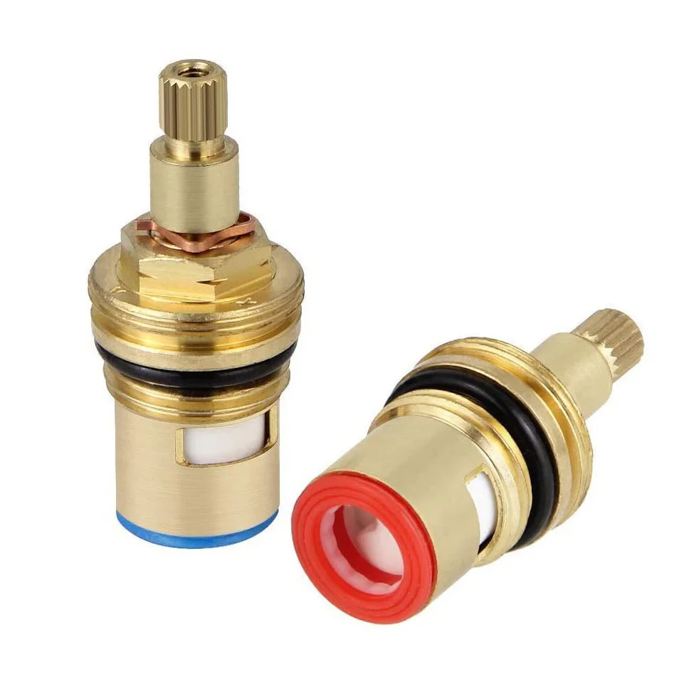 1/4 Turn G1/2 Double Teeth Brass cartridge Accessories Hot Cold Faucet Switch Ceramic Core Faucet Valve Core Middle with flange