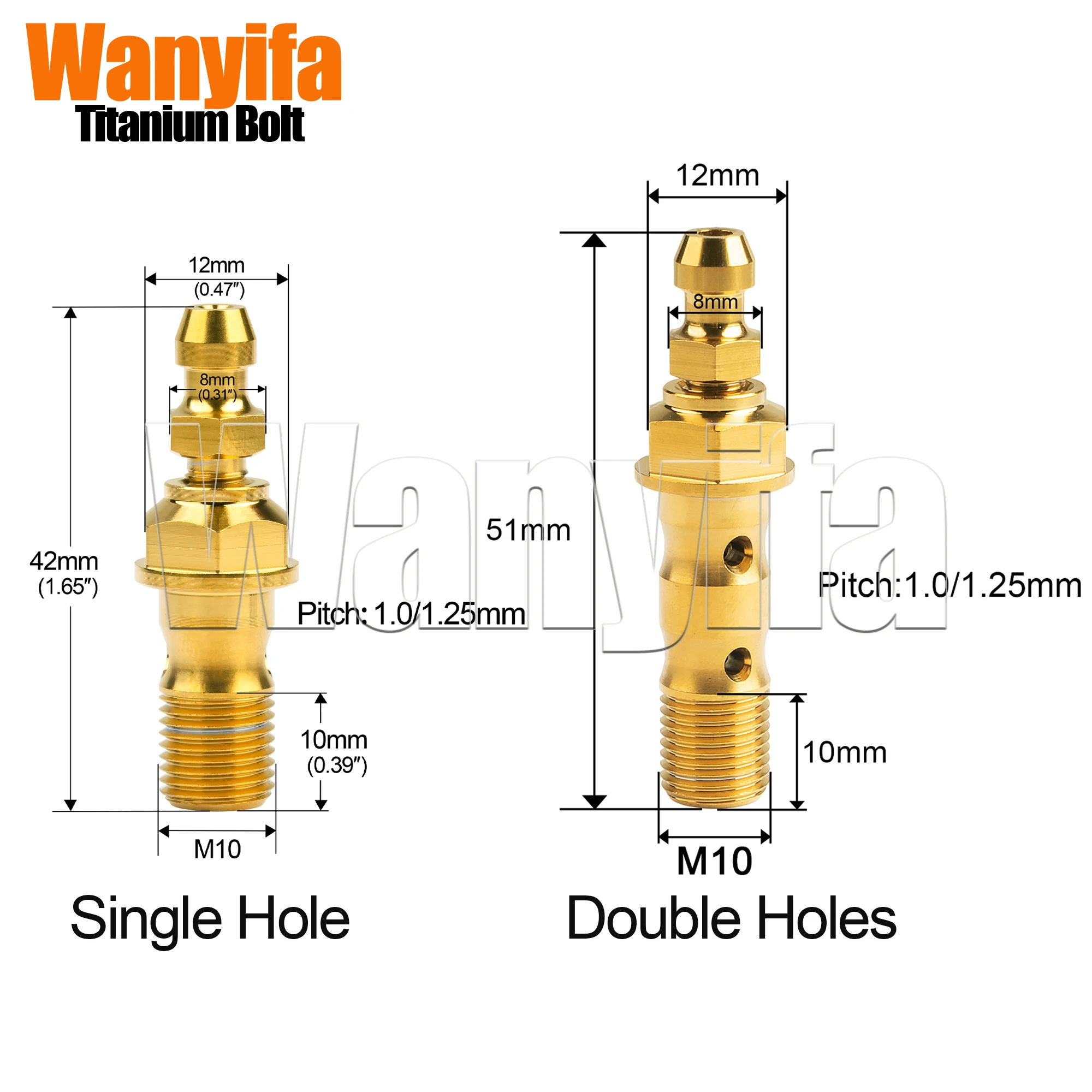 Wanyifa Titanium Bolt M10 Modified Brake Caliper Oil Cylinder Drain Screw Deflation Bolt Pitch 1.0/1.25mm