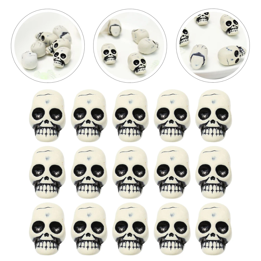 25 ชิ้น Mini สําหรับปาร์ตี้ฮาโลวีน Prank เรซิ่นขนาดเล็กสยองขวัญของเล่น Skulls ที่สมจริง Skull ชุดตกแต่งตาราง