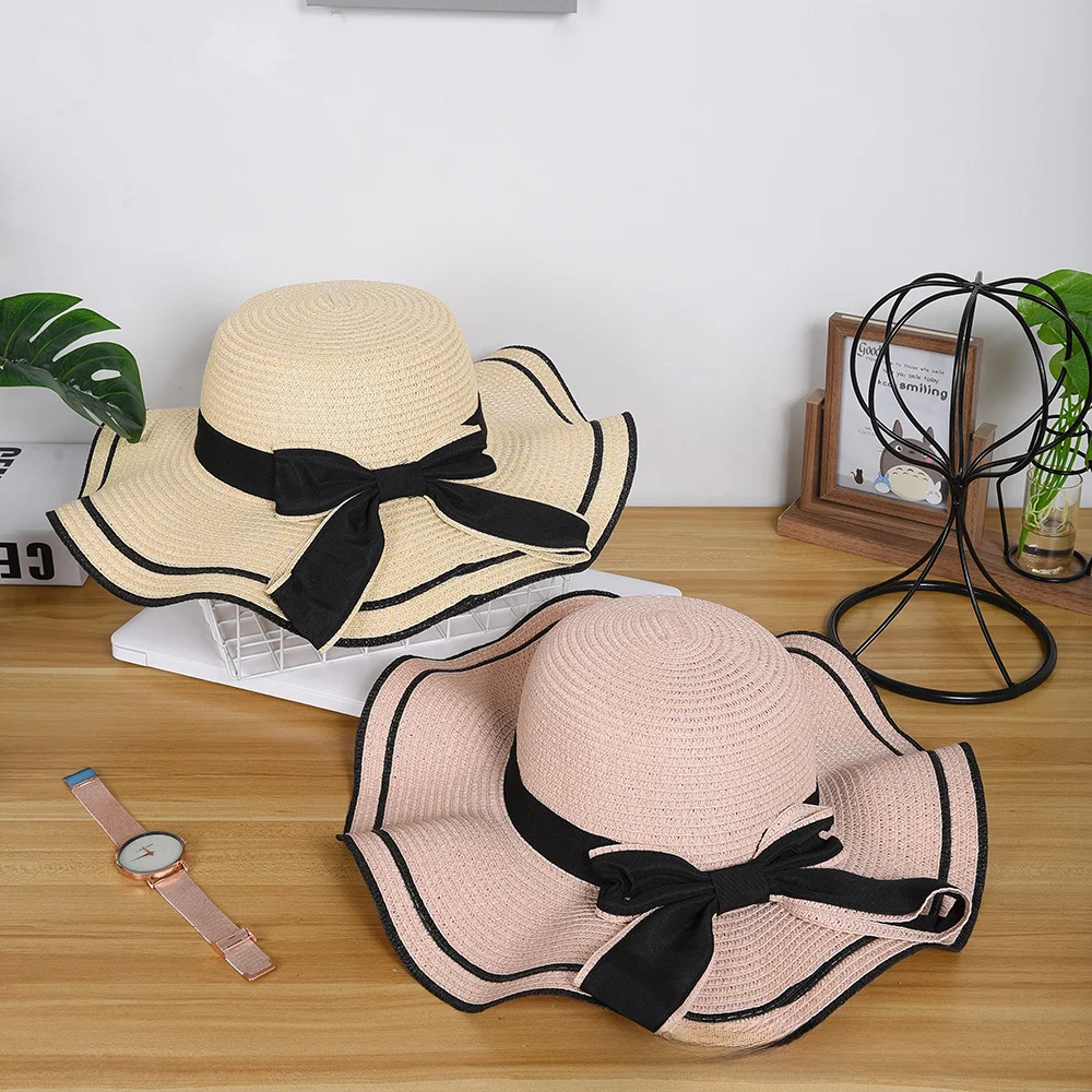 Hat Women\'s Summer Beach Hat Korean easiest for match Foldable Straw Hat Outdoor Travel Vacation Sun Protection Sun Hat