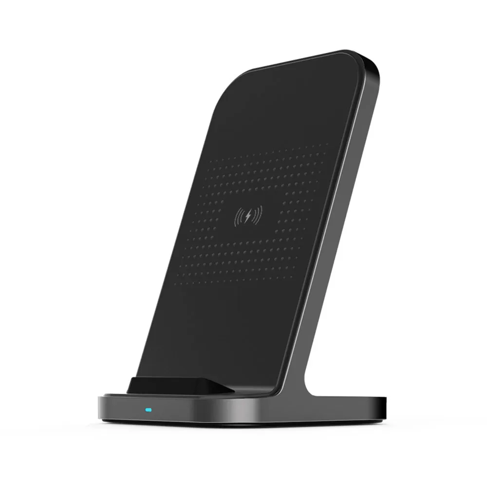

New cross-border vertical wireless charger Qi-certified leather desktop stand wireless charging