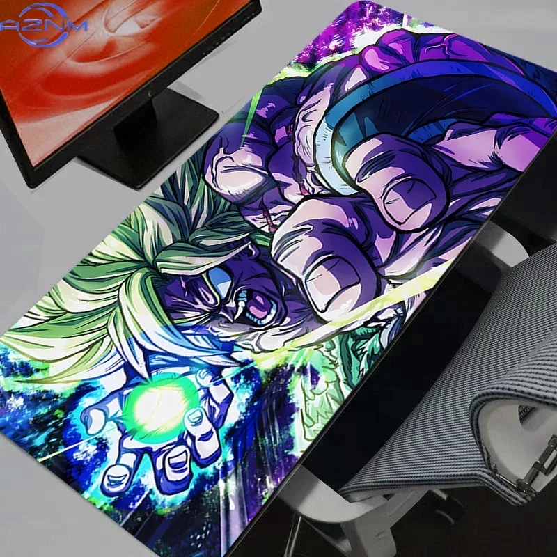 Colorful Anime Battle Art With Purple And Golden Light Burst Mouse Pad, Rubber Non Slip Backing, Smooth Surface Gaming Desk Mat