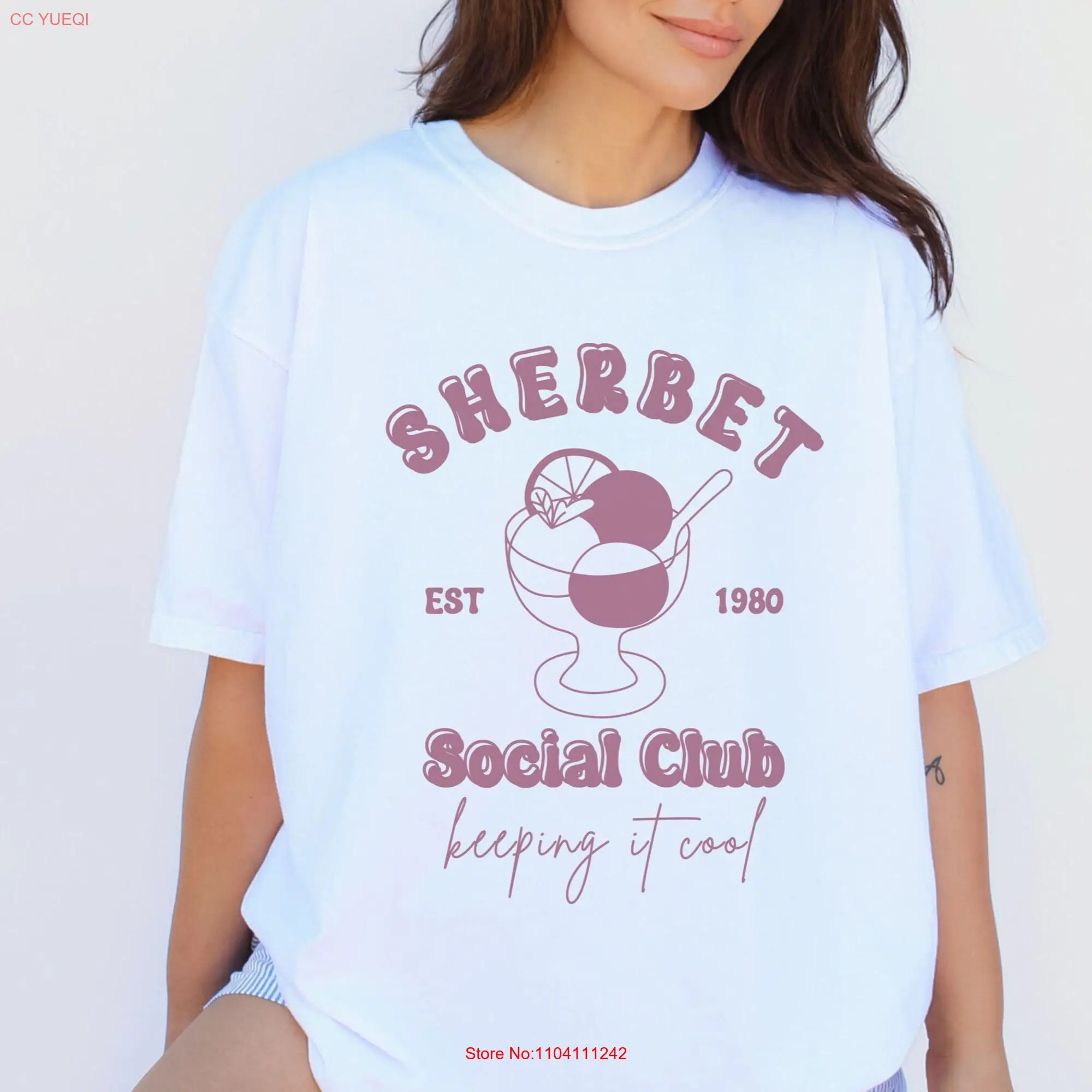 Personalise SherbeT T Shirt Ice Cream Birthday Summer Hot Girls Ceam lover s long or short sleeves