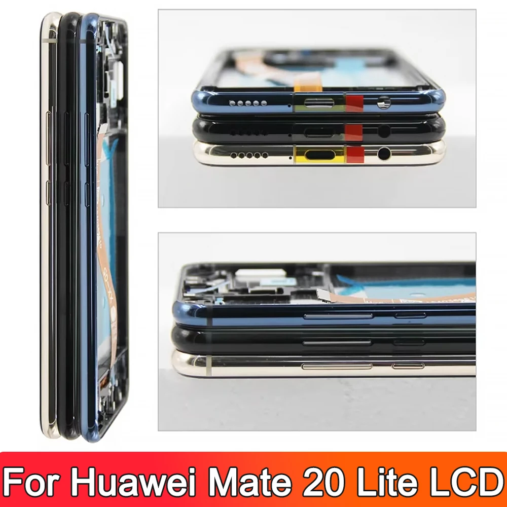 6.3\'\' AMOLED For Huawei Mate 20 Lite LCD Display Touch Screen Digitizer Replacement For Mate 20 lite LX1 LX2 Display With Frame