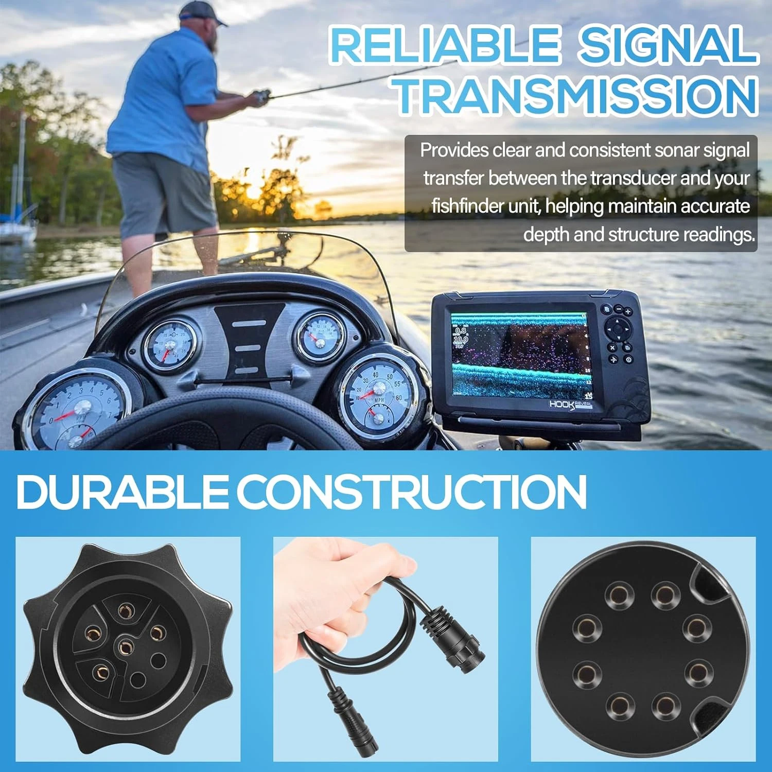 สายอะแดปเตอร์ทรานสดิวเซอร์ทางท - Fish Finder Lowrance Hook บทวิจารณ์และราคา