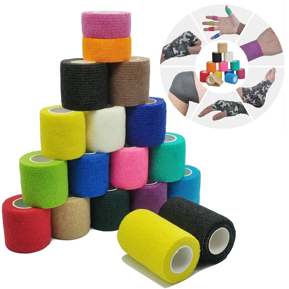 1/6/12Pcs Self-Adhesive Tattoo Grip Bandage Elastic Non-woven Wraps Tape Disposable Tattoo Bandage Grip Tape Finger Protection