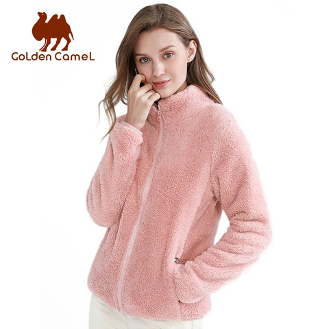 GOLDEN CAMEL Jaquetas de lã mais lã quente jaquetas de inverno para mulheres 2026 novas camisas de manga comprida cardigan ao ar livre casacos femininos
