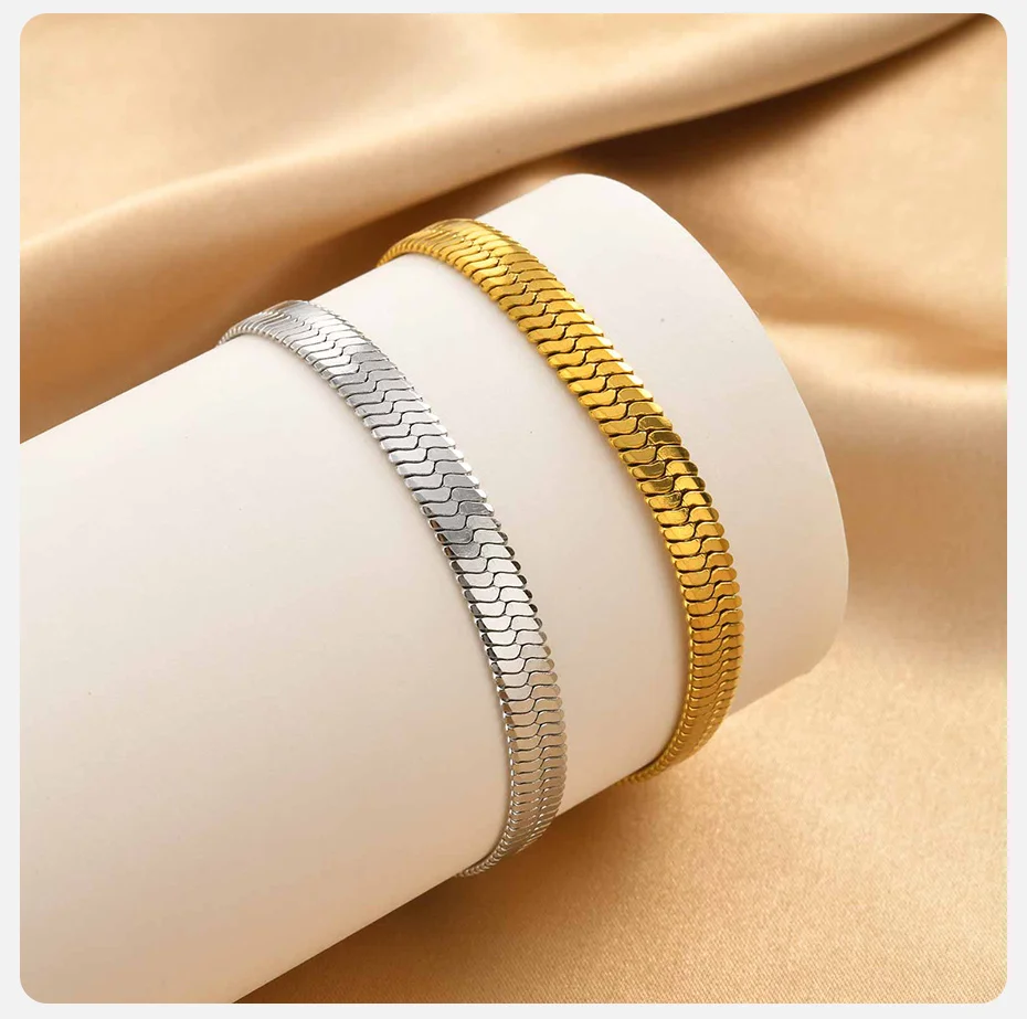 Vnox 6mm Silberfarbenes Schlangenketten-Armband Hip-Hop Verstellbares Edelstahl-Armband Wasserdichtes Party-Schmuckgeschenk – Detail 5