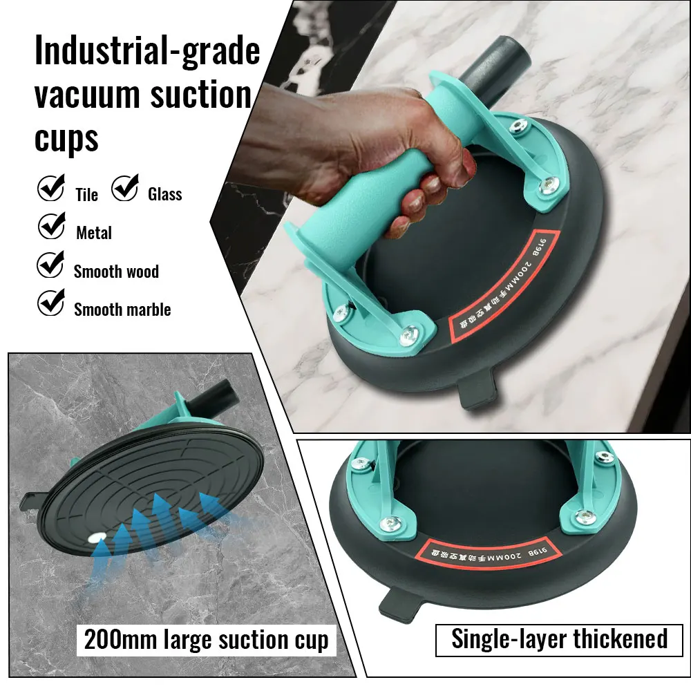 8 Inch 200KG Air Pump Vacuum Suction Cups Powerful Heavy-Duty Strong Hand Pump Sucker Lifted Magnets Handling Tools