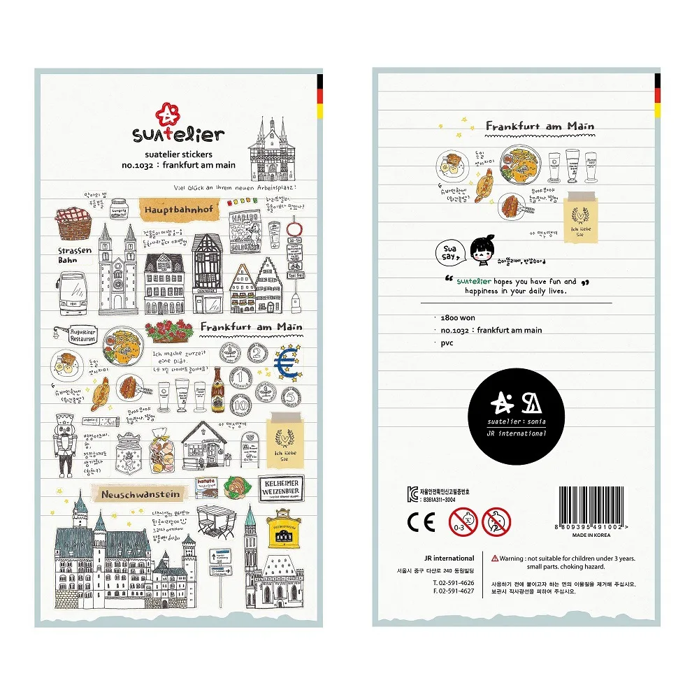 Koreański import Suatelier Frankfurt Am Main dekoracyjne naklejki Washi Scrapbooking Diy dziennik papiernicze arkusz naklejek prezent