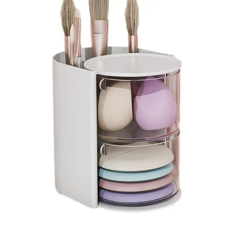 Rotating Makeup Organizer Makeup Sponge Holder Rotating Makeup Organizer Brushes Organizer Spinning Multi-Layer For Powder Puff