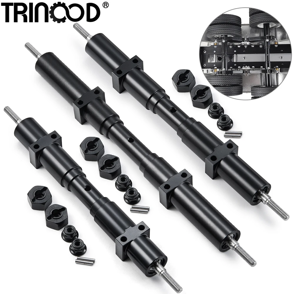 TRINOOD Metal RC Car Unpowered Rear Axle 133.5/155/182mm for 1:14 Tamiya Tractor Trailer Tow Drag Truck 1/10 RC Car DIY Parts