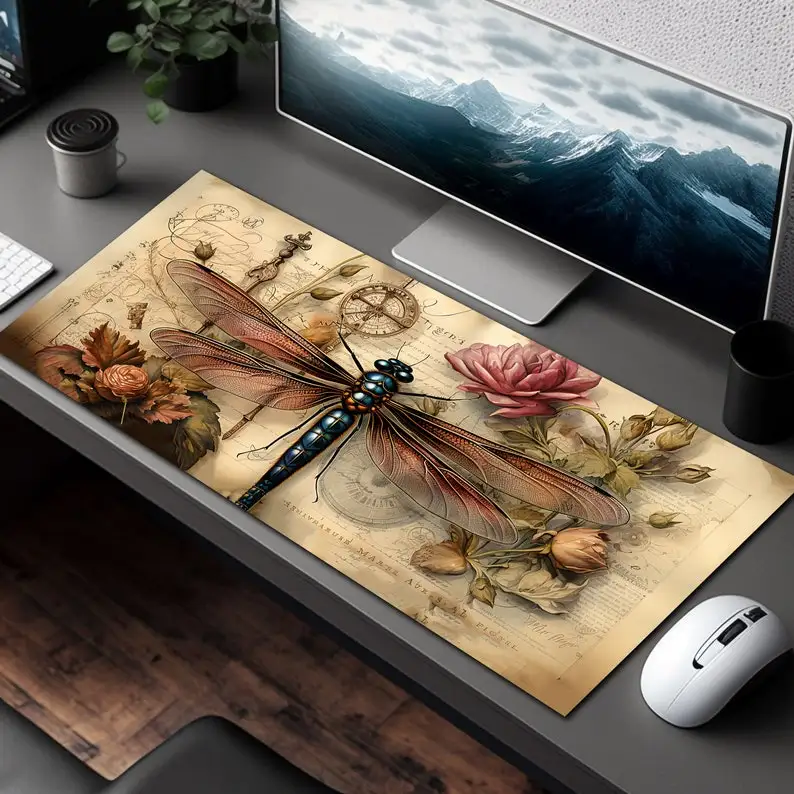 Dragonfly Pattern Deskmat,non-slip and Waterproof Gaming Mousepad,office Gaming Desk Decoration Mat,the Perfect Gift for Friends