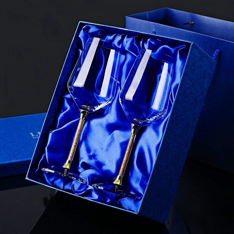 

2-piece set 420ml Gold-Flake Crystal Wine Glass Set with Decanter - Luxury Stemmed BarwareElegantHomeBarGift for WineEnthusiasts