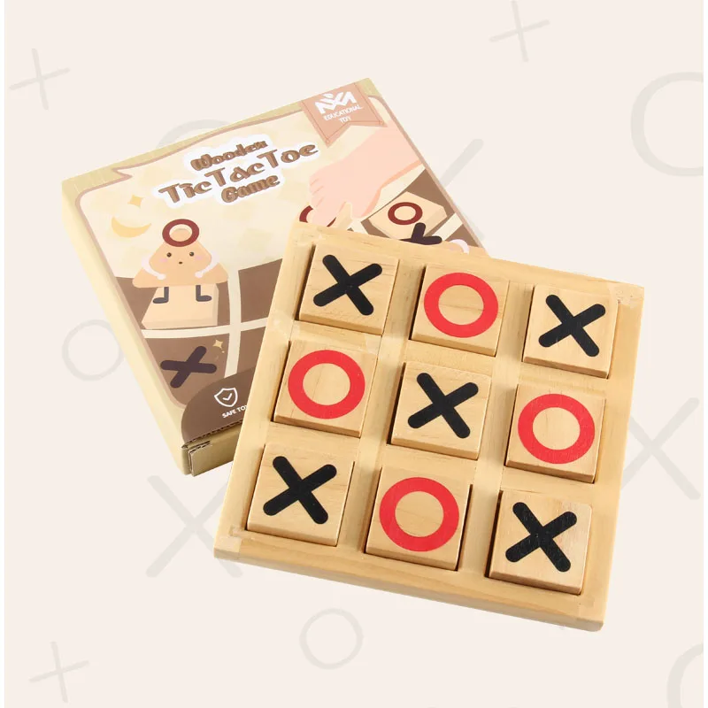 Wooden XO OX Game Interactive Wooden Family Desk Toy Thought Training Travel Toys Party Favors For Indoor Outdoor Travel Kids